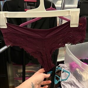 PINK Victoria's Secret Lace Cheeky Panties - Deep Burgundy